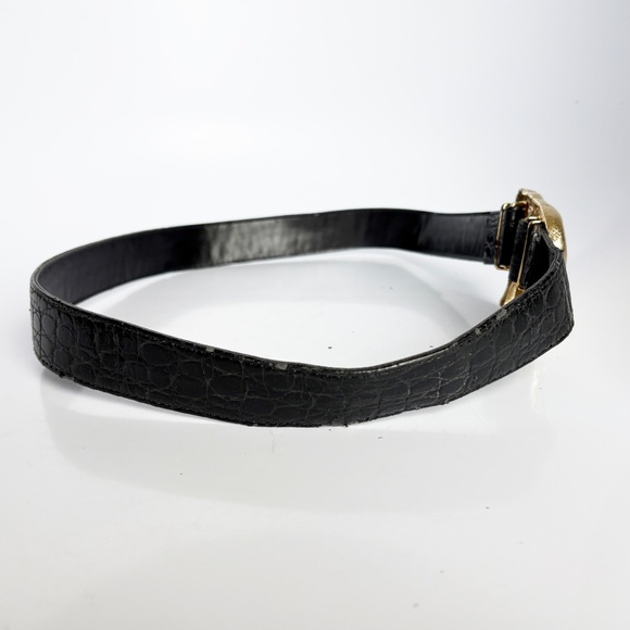 Elephant Belt Buckle with Rhinestones Vintage Retro 1980s with Croc Stamp Strap - Picture 4 of 12